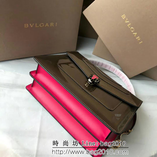 BVLGARI寶格麗 大號蛇頭包 漆皮搭配牛皮 手提肩背包 可拆卸肩帶 38629 FYD1263